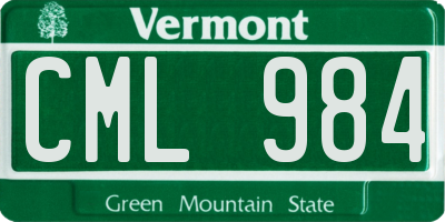 VT license plate CML984