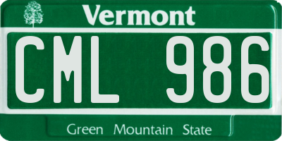 VT license plate CML986
