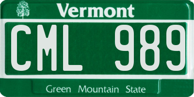 VT license plate CML989