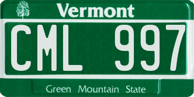 VT license plate CML997