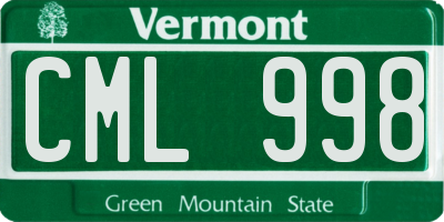 VT license plate CML998