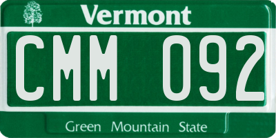 VT license plate CMM092