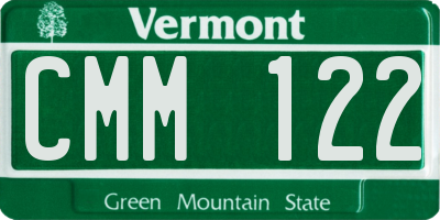 VT license plate CMM122