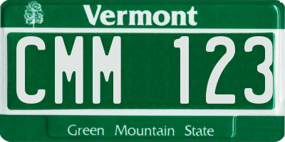 VT license plate CMM123