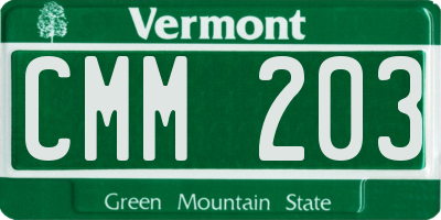 VT license plate CMM203