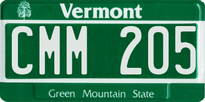 VT license plate CMM205