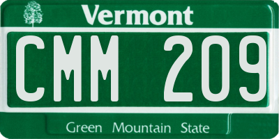 VT license plate CMM209