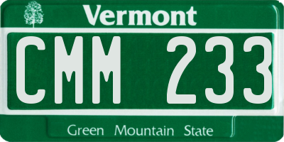 VT license plate CMM233