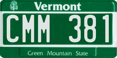 VT license plate CMM381
