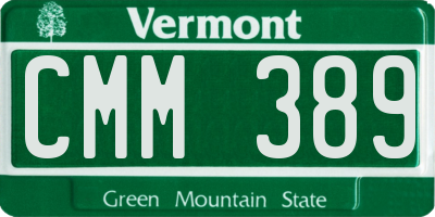 VT license plate CMM389