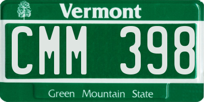VT license plate CMM398