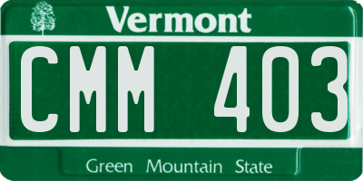 VT license plate CMM403
