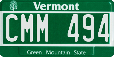 VT license plate CMM494