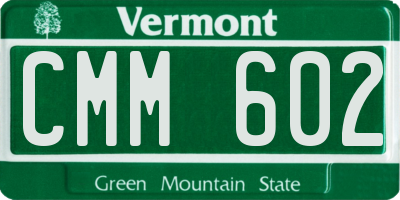 VT license plate CMM602