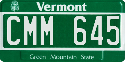 VT license plate CMM645