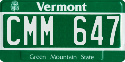VT license plate CMM647