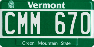 VT license plate CMM670
