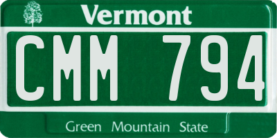 VT license plate CMM794