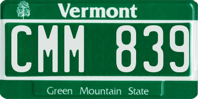 VT license plate CMM839