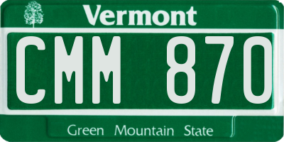 VT license plate CMM870
