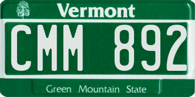 VT license plate CMM892