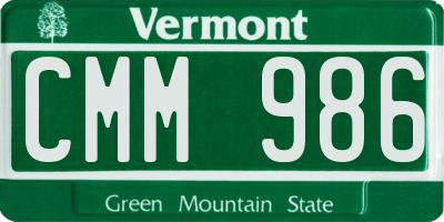 VT license plate CMM986