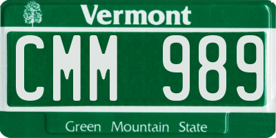 VT license plate CMM989