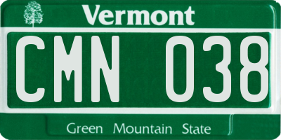 VT license plate CMN038