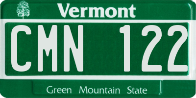 VT license plate CMN122