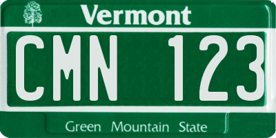 VT license plate CMN123