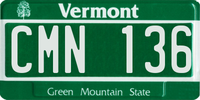 VT license plate CMN136