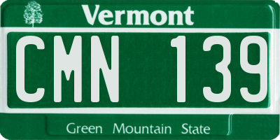 VT license plate CMN139