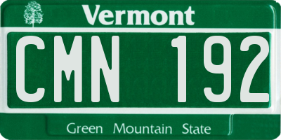 VT license plate CMN192