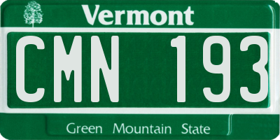 VT license plate CMN193
