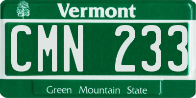 VT license plate CMN233