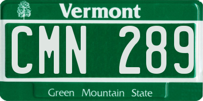 VT license plate CMN289