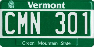 VT license plate CMN301