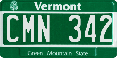 VT license plate CMN342
