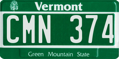 VT license plate CMN374
