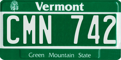 VT license plate CMN742