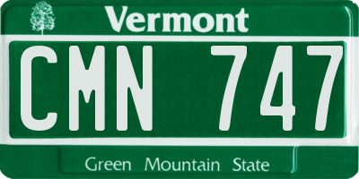 VT license plate CMN747