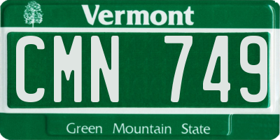 VT license plate CMN749