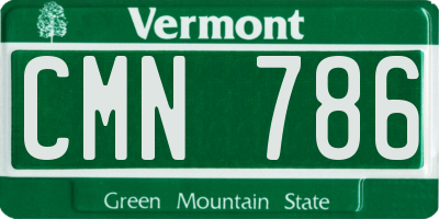 VT license plate CMN786