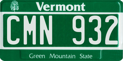 VT license plate CMN932