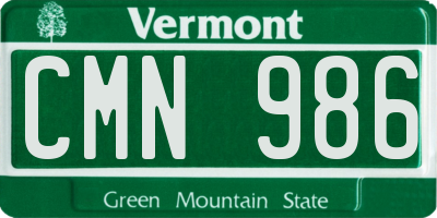 VT license plate CMN986