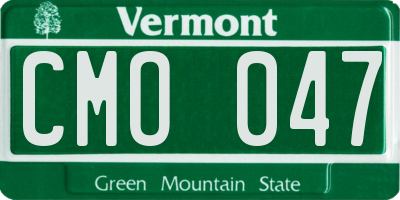 VT license plate CMO047