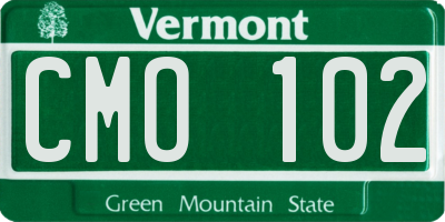 VT license plate CMO102
