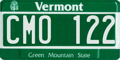 VT license plate CMO122