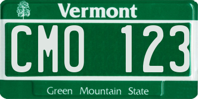 VT license plate CMO123