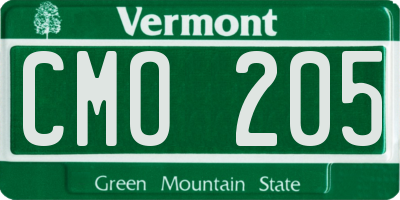 VT license plate CMO205